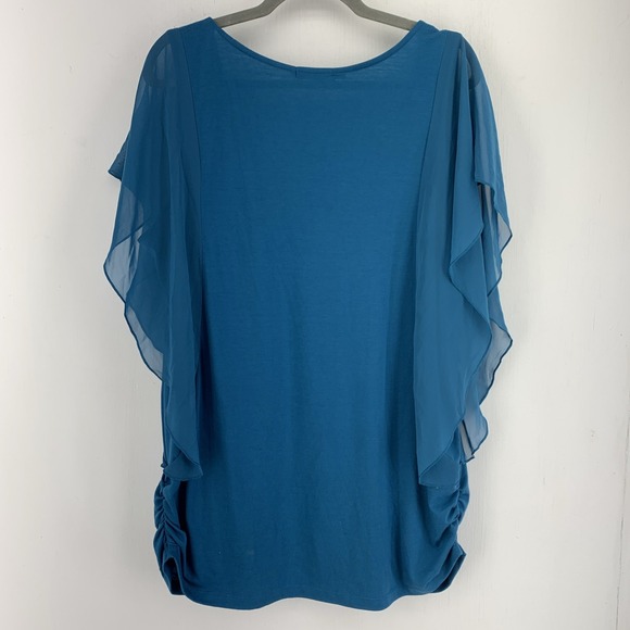 Maurice's Womens 2 Tunic Top Sequins Beaded Flutter Sleeve Fairy Whimsy Ruched - Picture 5 of 6